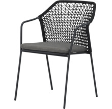 Chaise de jardin avec accoudoirs et coussin d'assise gris