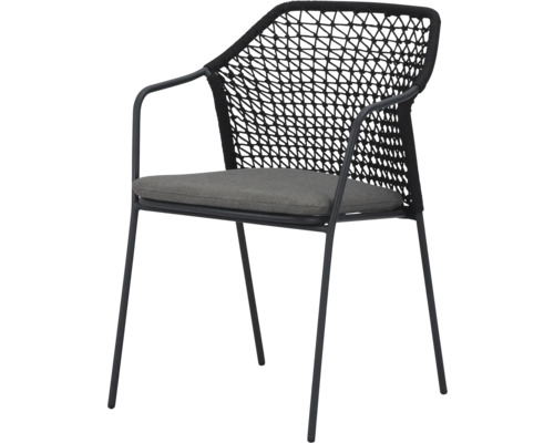 Chaise de jardin avec accoudoirs et coussin d'assise gris