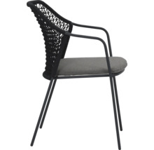 Chaise avec accoudoir, dossier avec revêtement en cordage et coussin d'assise