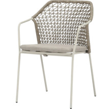 Chaise avec accoudoirs, tressage de cordes et coussin d'assise