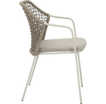 Chaise avec accoudoirs, coussin d'assise et dossier tressé