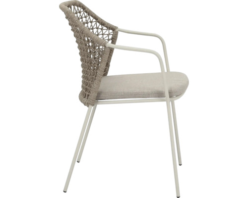 Chaise avec accoudoirs, coussin d'assise et dossier tressé