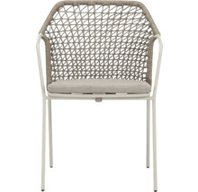 Chaise de jardin avec dossier tressé et coussin d'assise