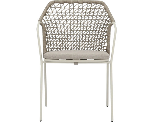 Chaise de jardin avec dossier tressé et coussin d'assise