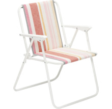 Chaise longue pliante à rayures avec accoudoirs