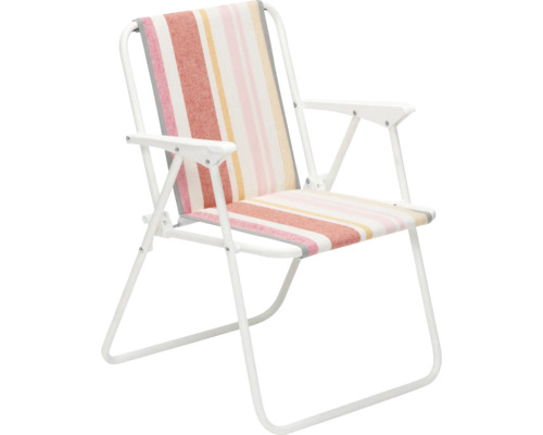 Chaise longue pliante à rayures avec accoudoirs