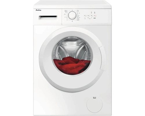 Machine à laver Amica avec linge rouge