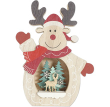Dekorativer Holz-Elch mit Weihnachtsmotiven als Weihnachtsdekoration