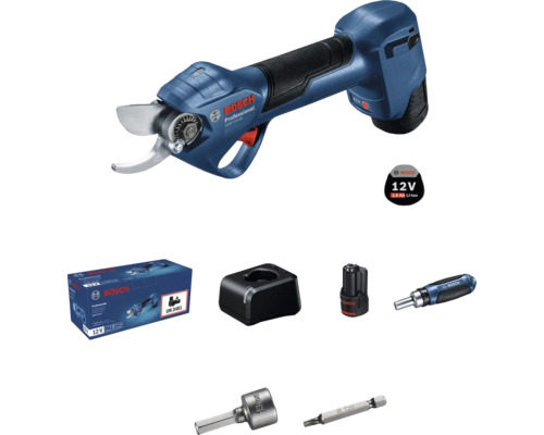 Akku Gartenschere BOSCH Professional GGP 12V-25, inkl. 2 Akkus (3.0Ah) und Ladegerät Bosch Akku-Astschere mit Zubehör