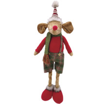 Weihnachtsdekoration Stofftier Maus mit Mütze und Schal