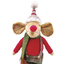 Dekorative Stoffmaus mit Mütze und Schal als Weihnachtsdekoration