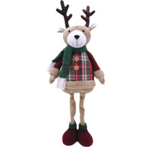 Dekofigur Rentier mit Schal und kariertem Oberteil