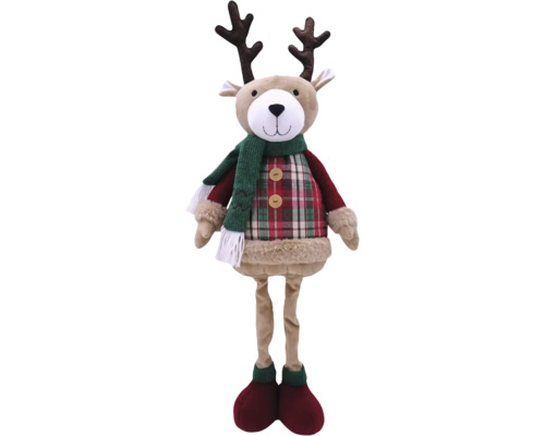 Weihnachtsdekoration Lafiora Rentier H 72 cm Dekofigur Rentier mit Schal und kariertem Oberteil