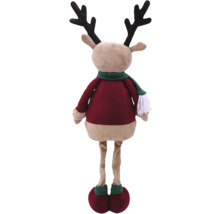 Dekorativer Elch mit Geweih, Schal und Stiefeln als Weihnachtsdekoration