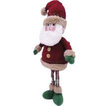 Weihnachtsmann-Dekofigur mit Bart, rotem Mantel und karierter Hose