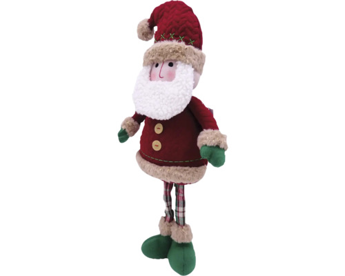 Weihnachtsmann-Dekofigur mit Bart, rotem Mantel und karierter Hose