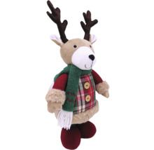 Figurine décorative renne avec écharpe et bois