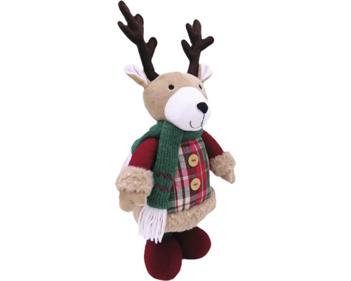 Figurine décorative renne avec écharpe et bois