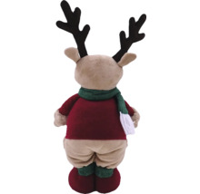Figurine de renne en peluche avec écharpe et bois