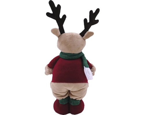 Figurine de renne en peluche avec écharpe et bois