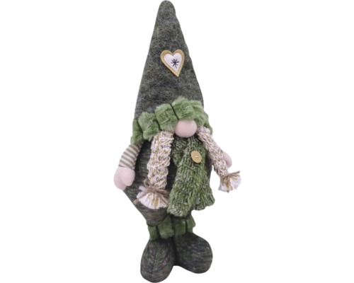 Dekorativer Weihnachtswichtel mit Mütze und Schal.