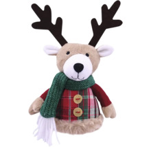Peluche décorative renne avec bois, écharpe et boutons