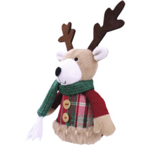 Figurine décorative Renne avec écharpe et veste à carreaux