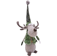 Figurine décorative élan avec bonnet et bois