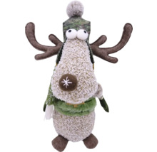 Figurine décorative renne avec bonnet et bois