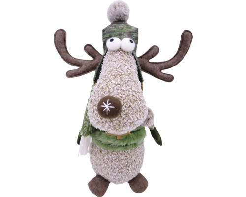 Décoration de Noël Lafiora renne h 32 cm Figurine décorative renne avec bonnet et bois