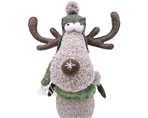 Figurine décorative renne avec bonnet et bois