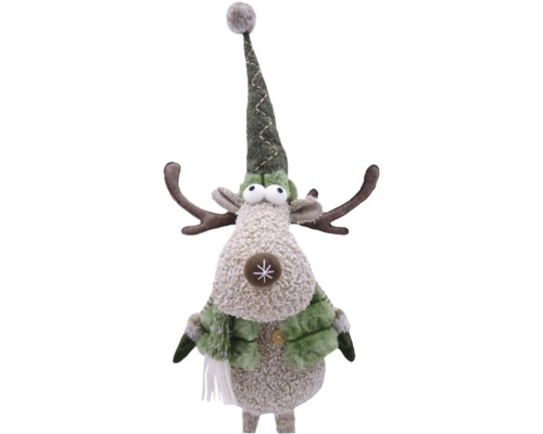 Dekorative Rentierfigur mit Mütze und Schal für die Weihnachtszeit