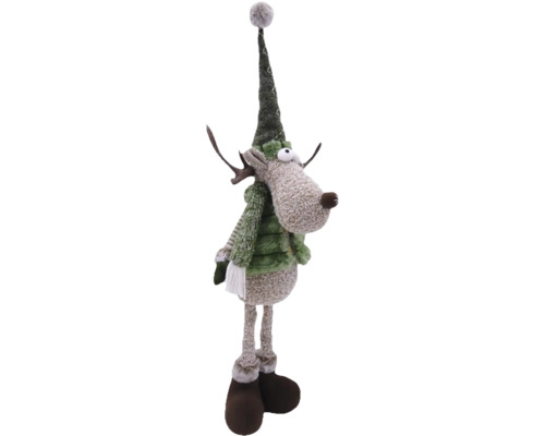Dekorativer Elch mit Mütze und Schal als Weihnachtsdekoration