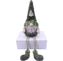 Nain de jardin décoratif avec chaussettes rayées et un motif d''arbre sur le bonnet