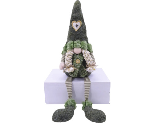 Gnome de Noël décoratif avec des jambes rayées et un cœur sur le bonnet