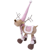 Dekofigur Rentier mit Mütze und Schal