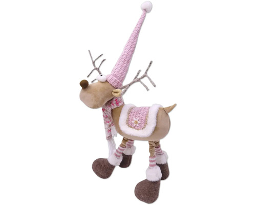 Dekofigur Rentier mit Mütze und Schal