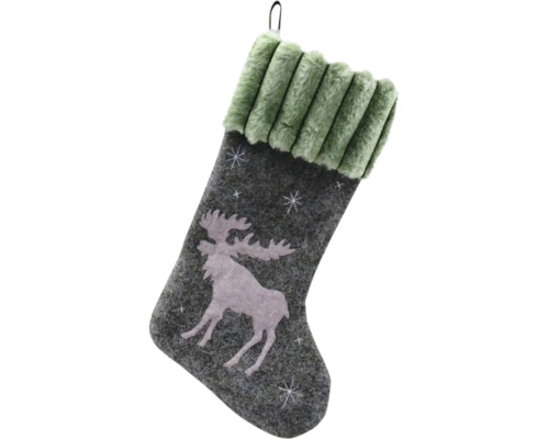 Weihnachtsdekoration Lafiora Rentier H 50 cm pink Weihnachtsstrumpf mit Elchmotiv und Felleinfassung