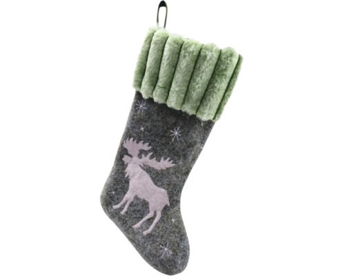 Dekorativer Weihnachtsstrumpf mit Elchmotiv und Aufhängeschlaufe