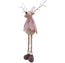 Dekorative Rentierfigur mit Schal, Mütze und Geweih