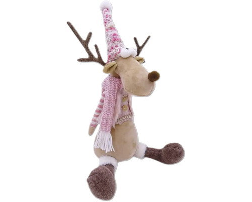 Dekoratives Rentier mit Mütze und Schal als Weihnachtsdekoration
