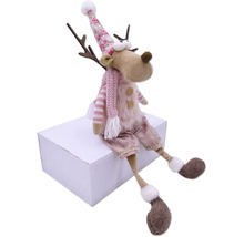 Figurine décorative de renne avec bonnet et écharpe à poser
