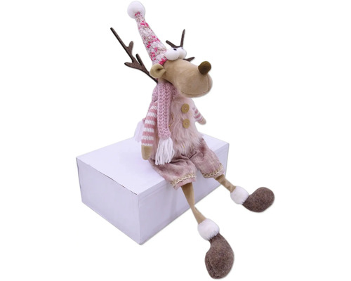 Figurine décorative de renne avec bonnet et écharpe à poser