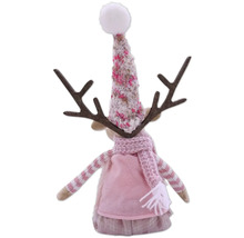 Figurine de renne décorative avec bonnet et écharpe comme décoration de Noël