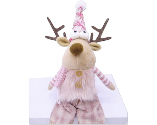 Renne décoratif avec bonnet et bois comme décoration de Noël