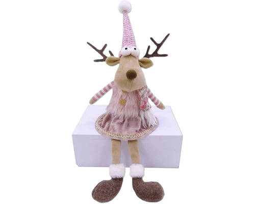 Décoration de Noël Lafiora renne h 53 cm rose vif Renne décoratif avec bonnet et robe comme décoration de Noël