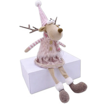 Renne décorative en textile avec bonnet et robe