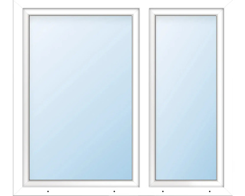 ARON Basic+ Kunststofffenster 2 Flügelig (Dreh-Kipp/Dreh-Kipp) asymetrisch Links mit festem Pfosten ESG 120x160 cm RAL 9016 verkehrsweiß