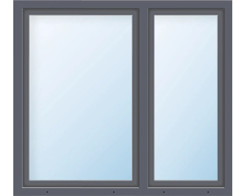 ARON Basic+ Kunststofffenster 2 Flügelig (Dreh-Kipp/Dreh-Kipp) asymetrisch Links mit festem Pfosten ESG 100x160 cm RAL 7016 anthrazitgrau