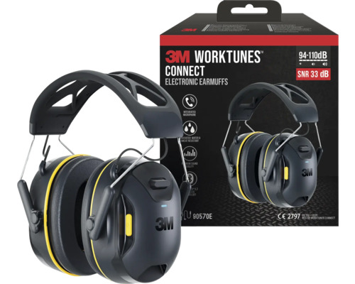 Protection auditive 3M™ Worktunes 90570E-1 Casque antibruit électronique 3M WorkTunes Connect avec microphone intégré et conception résistante à l''eau et à la transpiration